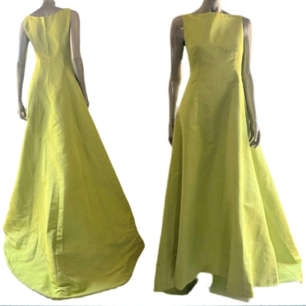 $6,000 OSCAR DE LA RENTA GREEN SILK ELEGANT RUNWAY GOWN US S - Picture 12 of 15